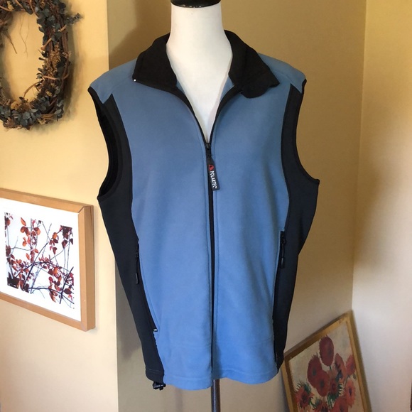 WEST MARINE Large PolarFleece ColorBlock Blue Full-Zip Cozy Fall Hike Camp NEW - Picture 1 of 12